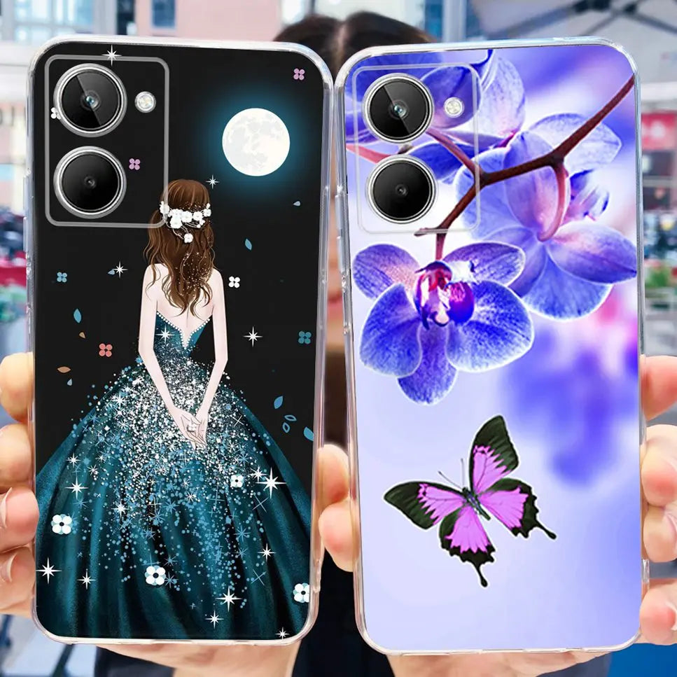 For Realme 10 4G RMX3630 Soft Silicone TPU Shockproof Phone Case For Realme 10 Cute Cartoon Pattern Bumper Protective Back Cover