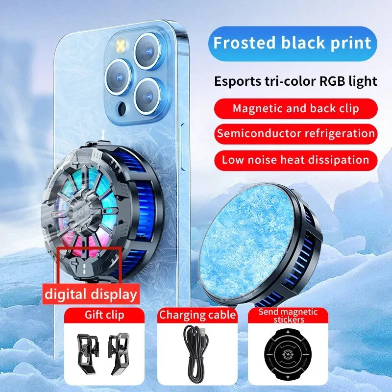 Magnetic & Back Clip Mobile Phone Radiator Cooler for PUBG RGB Mobile Phone Gaming Cooler for Apple Samsung Xiaomi Mobile Phone