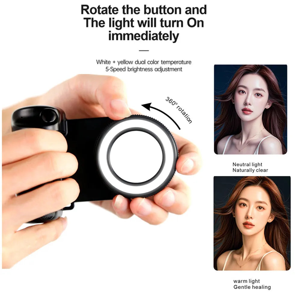 2026 Magsafe Bluetooth Shutter Phone Holder Camera Handle Grip Selfie Stablizer W FillLight Shooting for Iphone 16 15 14 Android