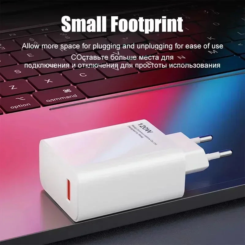 Lenovo 120W Ultra Fast Charging Phone Charger Quick USB to Type-C High-performance Adapter For iPhone Samsung Huawei