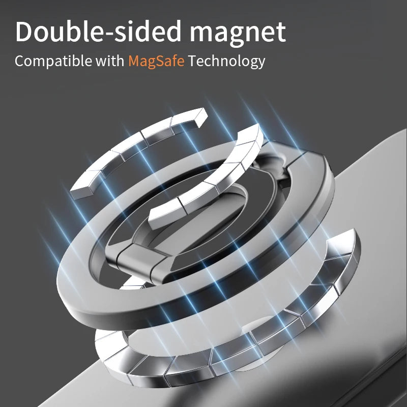 2026 New Mobile Phone Finger Ring Holder for Magsafe Strong Magnet Double-sided Magnetic Stand for iPhone 17 16 15 14 13 Samsung