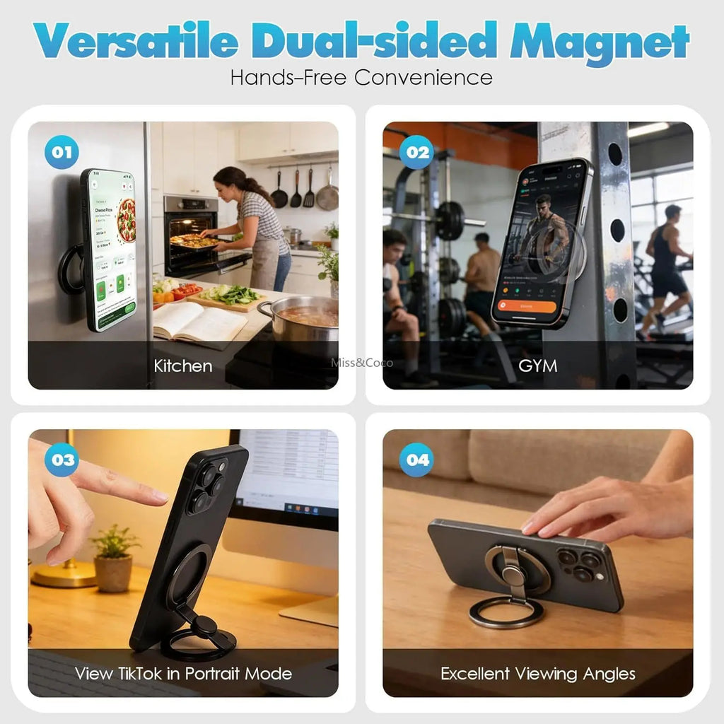2026 Double-sided Magnetic Rotating Gyroscope Phone Holder Grip for IPhone 17 Air 16 15 14 Pro Max for Mag Safe Stand Accessories