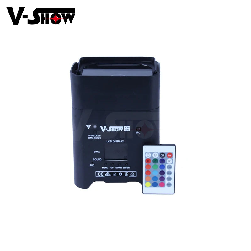 V-show 4pcs With Bag Battery Wireless DMX Wifi Remote Led Wedding Uplight 6x18w RGBWAUV 6in1 LED Par DJ Sound Party lights
