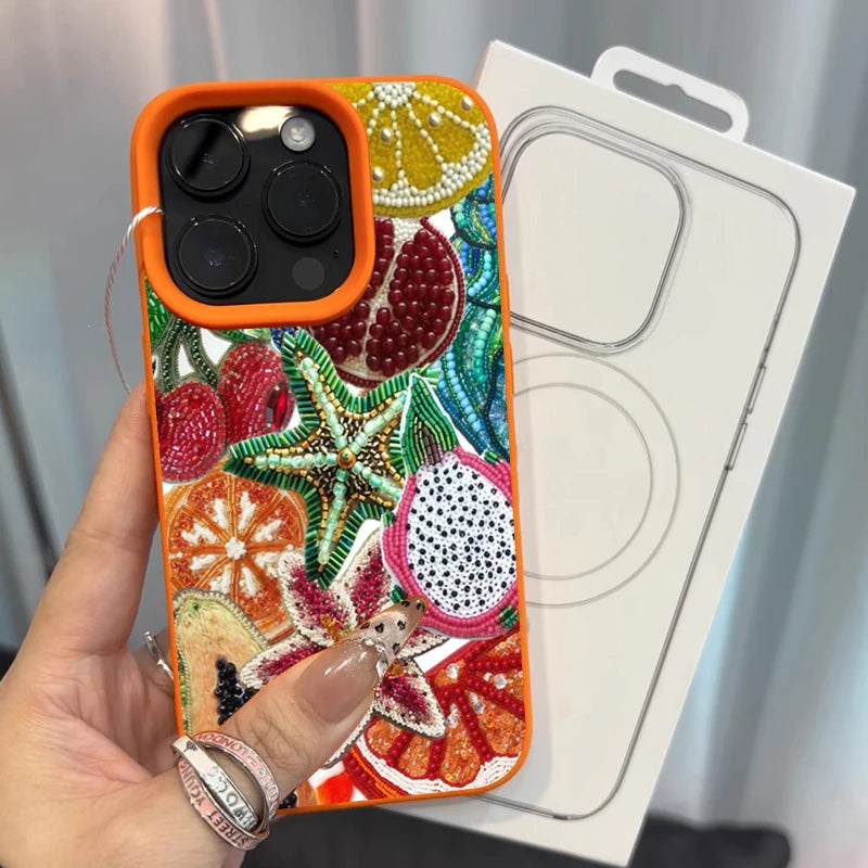 Retro Fruit Pattern Phone Case For iPhone 17 Pro Max 16 15 14 13 12 11 Pro Max 16e X XR XS Max 15 14 Plus Shockproof Soft Cover