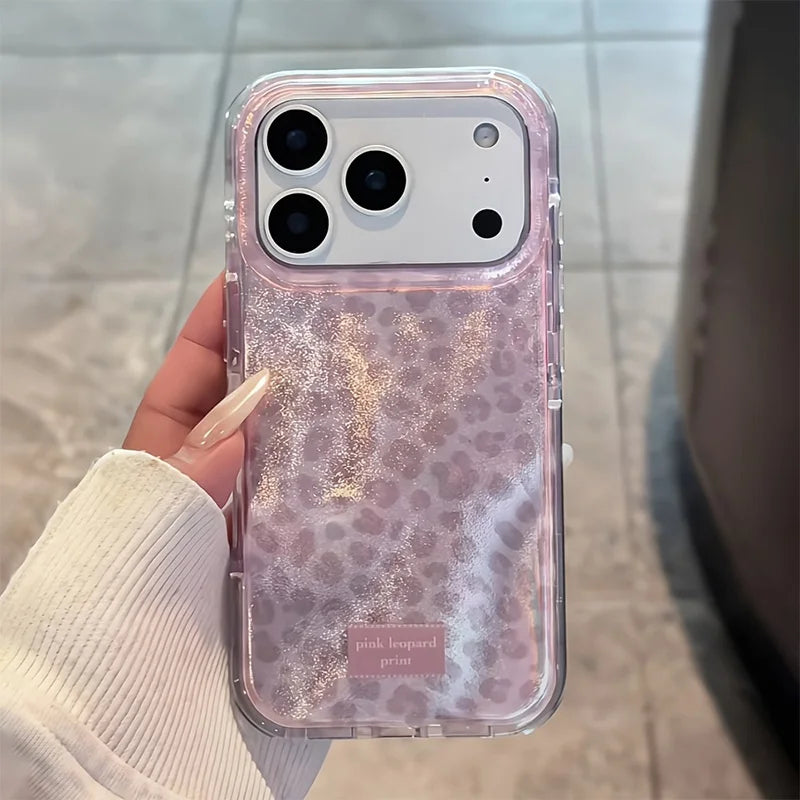 Fashion Pink Leopard Pattern Phone Case Suitable For iPhone 13 14 15 16 17 Pro Promax 2026 New Anti-fall Phone Protective Case 5 sold