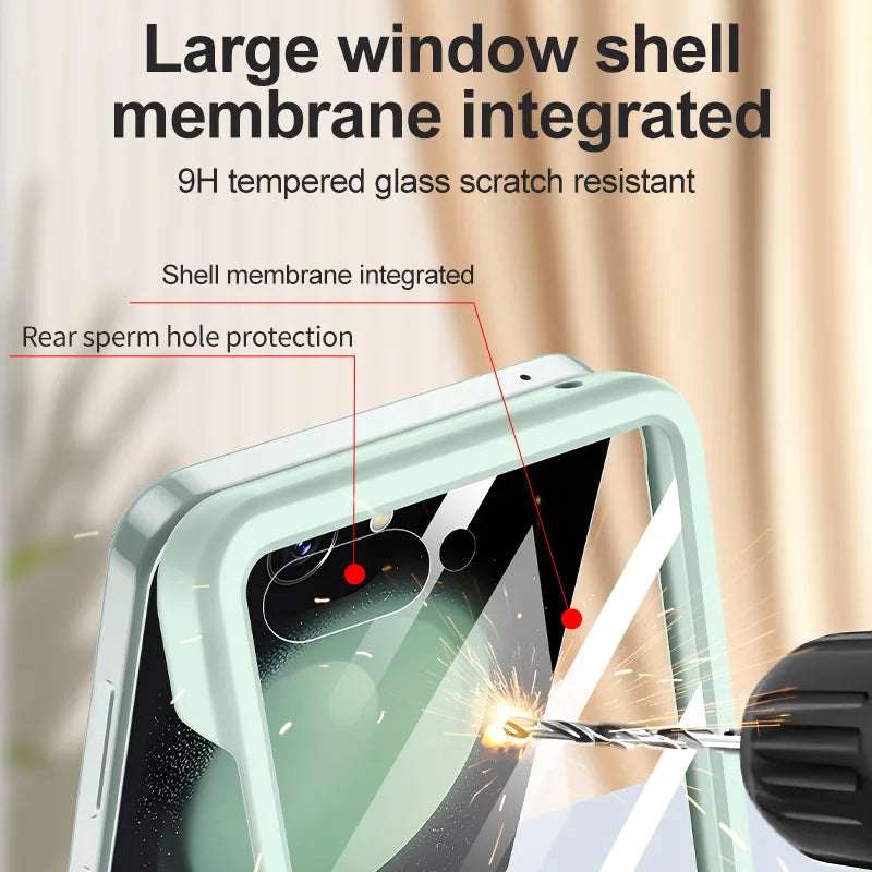 2026 Hot Skin Feel Glass Case for Samsung Galaxy Z Flip 7 FE 6 5 5G Fold business Fashion Cover Anti-knock Cases for Flip5 Flip6