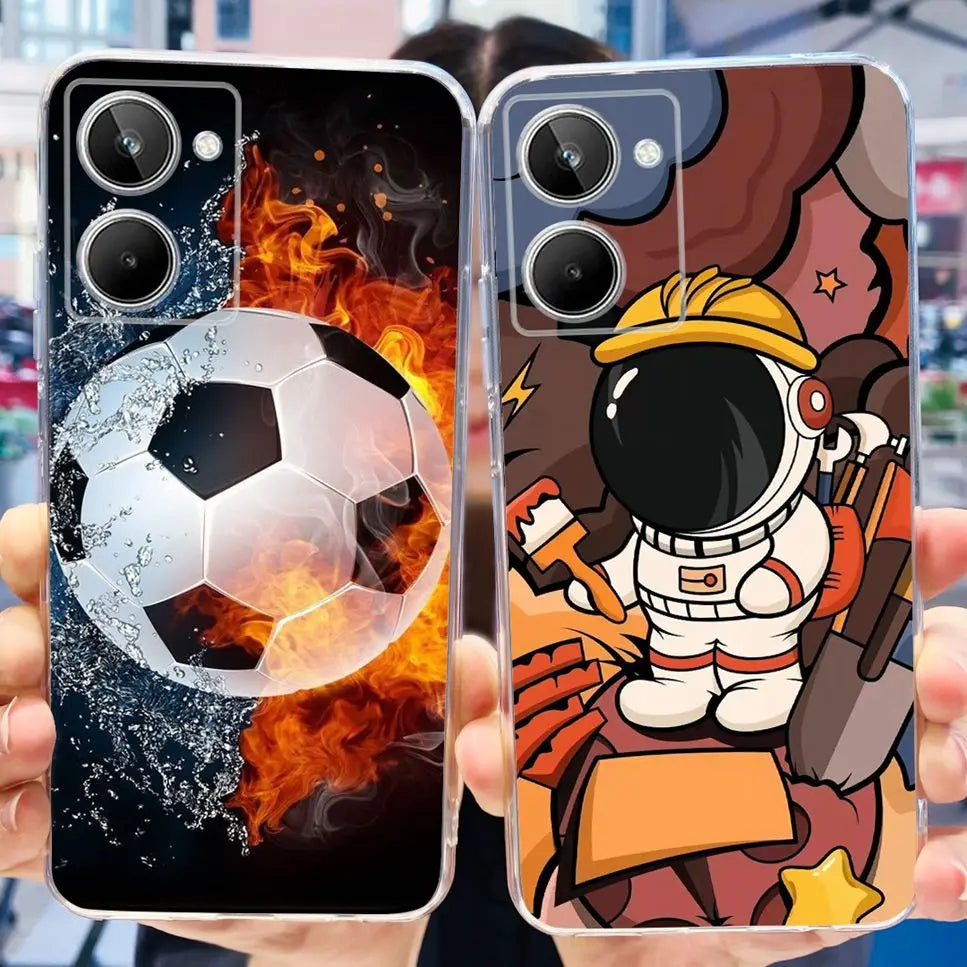 For Realme 10 4G RMX3630 Soft Silicone TPU Shockproof Phone Case For Realme 10 Cute Cartoon Pattern Bumper Protective Back Cover