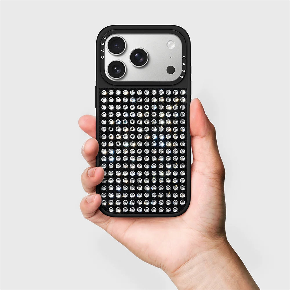 2026New Crystal Velvet Phone Case For iPhone 17Pro 16 15 Pro Max The Back is Covered in Diamonds Black Border Protective Cover
