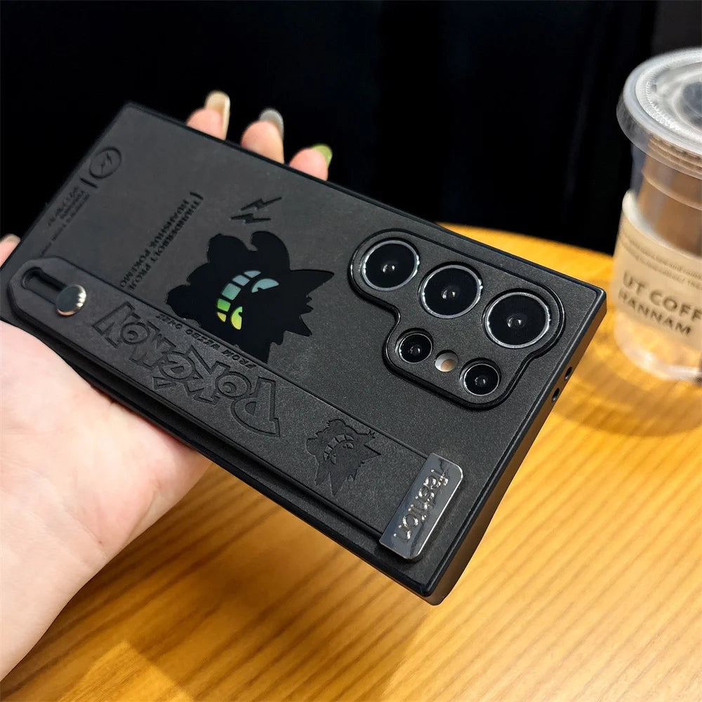 2026 Cartoon Gengar Wristband Leather Phone Case For Samsung Galaxy S25 S24 S23 S22 Ultra Plus Edge S25edge Shockproof Cover