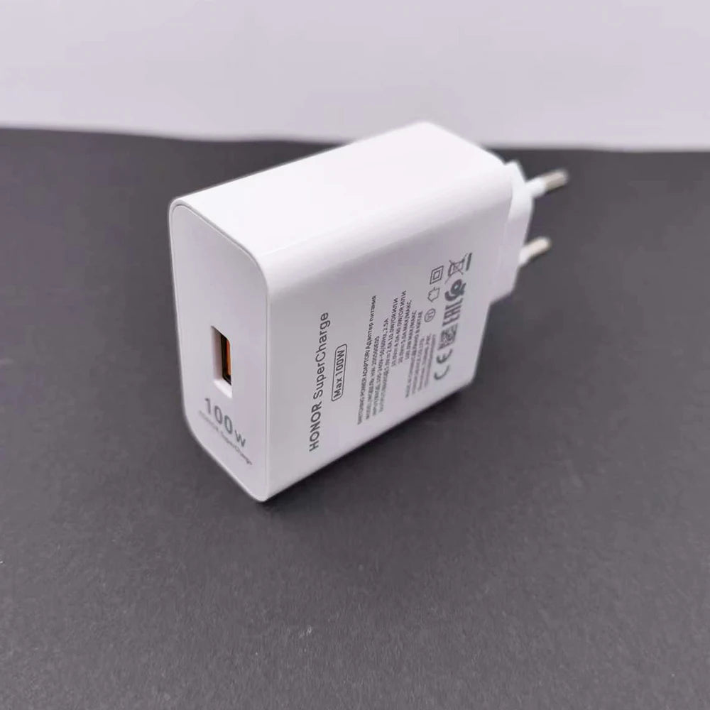 100W Honor Fast Charger EU SuperCharge Power Wall Adapter 1M 6A Type C Cable For honor 300 200 100 90 80 Pro Magic V2 V3 V5 Pro