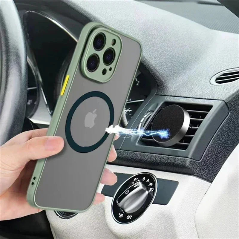 2026 NEW Hard Matte Case For iPhone 17 16 15 14 13 12 Pro Max Plus Phone Magsafe Magnetic ireless Charge Cover funda Capa