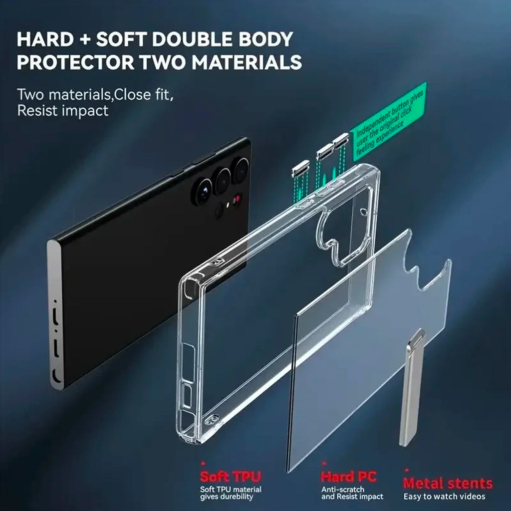 Kickstand Clear Mobile Phone Case for Samsung Galaxy S26 S25 Ultra Plus S24 S23 FE S22 Stand Cases Back Cover with Holder