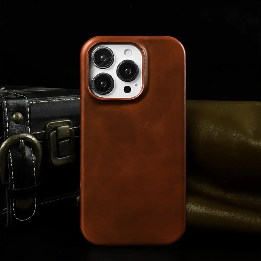 Business Genuine Leather Phone Case For Iphone 16 Pro Max 15Pro Aesthetic Vintage Back Cover For Iphone 13Pro 12Pro 11 14Pro 12