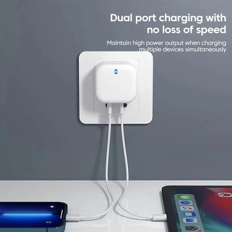 QC3.0 PD20W USB+Type-C Dual Ports Fast Charger Phone Adapter EU/US/UK Plug Wall Charger For iPhone Samsung Huawei Xiaomi/Tablets