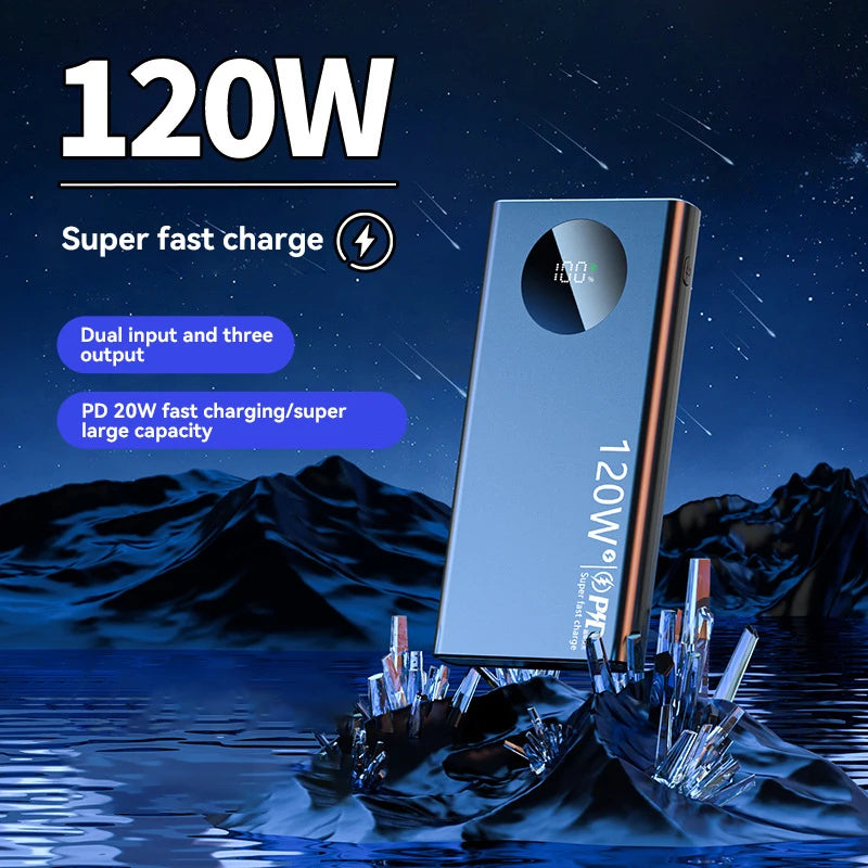 500000mAh High Capacity Power Bank 120W Fast Charging Powerbank Portable Battery Charger For iPhone Samsung Huawei Xiaomi 2026