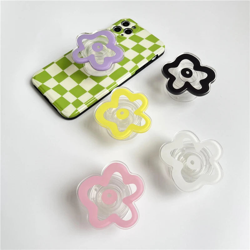 Cute Solid Color Flower Glossy Foldable Socket Pocket Grip Phone Holder for IPhone 17 Pro Max Griptok Finger Ring Stand Bracket