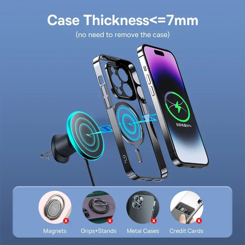 Baseus Magnetic Wireless Charger Car Phone Holder 15W Fast Charging Wireless Car Charger Holder For iPhone 16 15 14 13 Car Mount