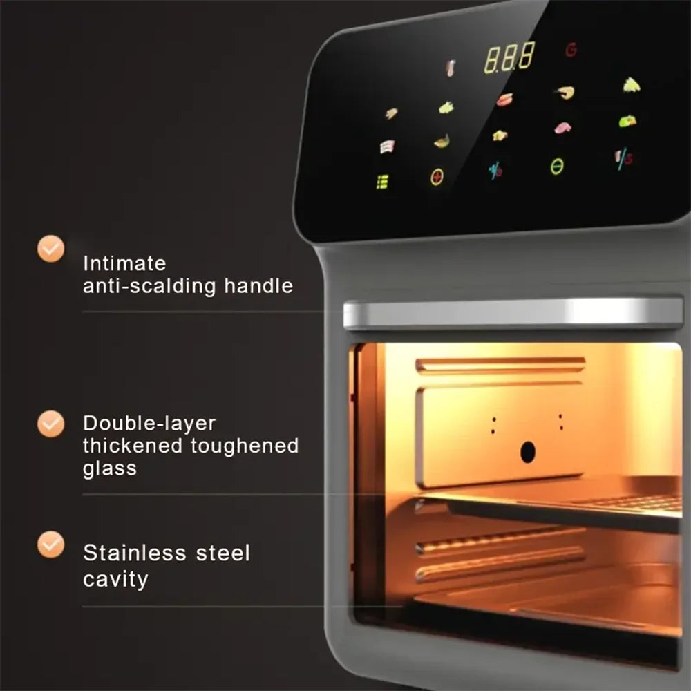 Visible Air Fryer Toaster Oven All-in-One 10L Digital Air Fryer Toaster Oven with Baking Sheet 10 Presets Guided Cooking