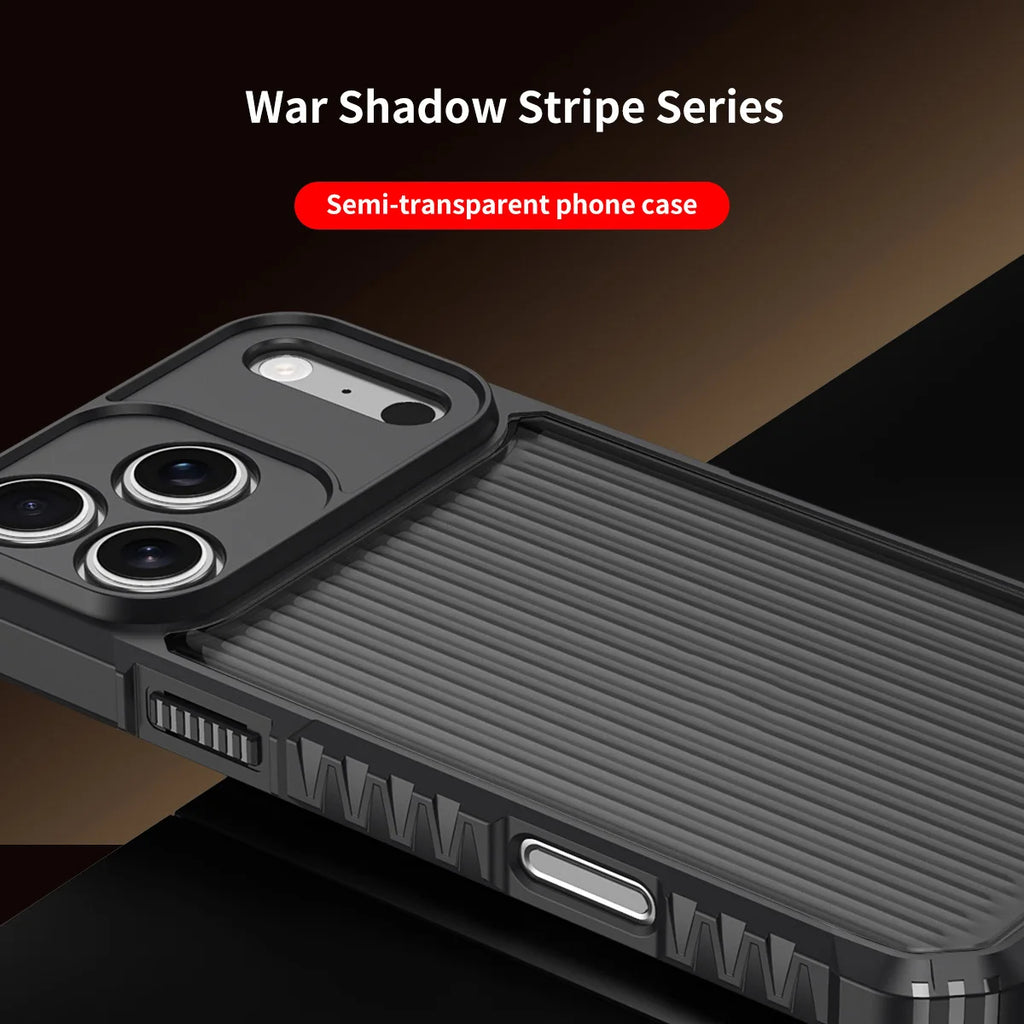 Luxury 2026 Airbag Striped For iPhone 17 16 15 14 Plus 13 12 11 Pro Max Soft Edged Black Men's Shock Resistant Protective Case