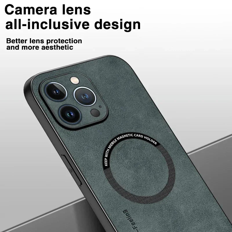 Magnetic Leather Case For iPhone 17 15 16 Pro Max 14 13 12 11 Pro Max XS XR X 8 7 Plus SE 2022 Wireless Charging Phone Cover