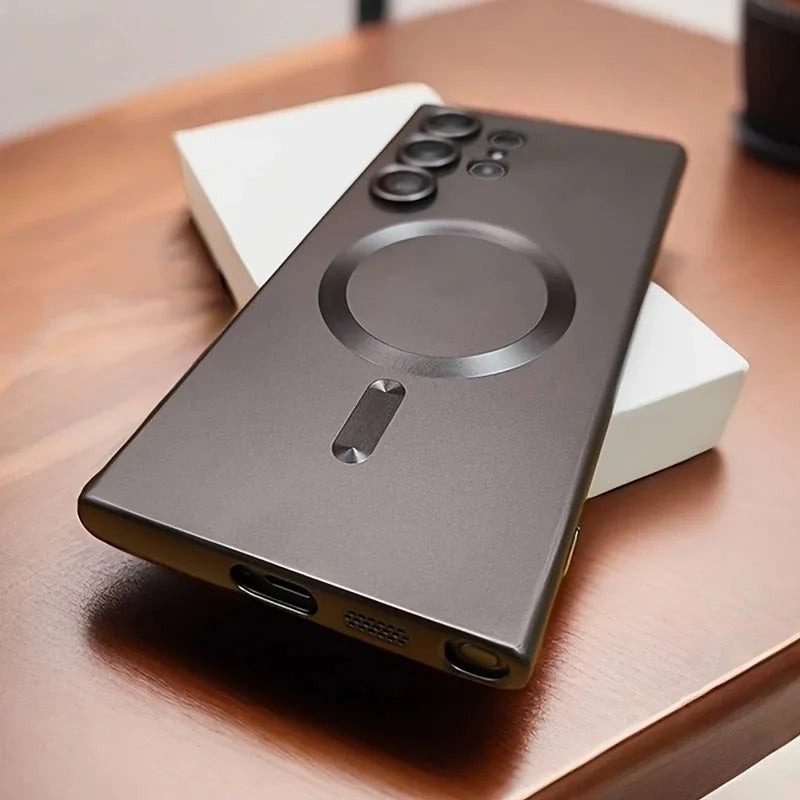 Luxury Magnetic Wireless Charging Matte Case For Samsung Galaxy S25 S24 S23 S 25 24 Ultra Plus Cases Shockproof Soft Phone Cover