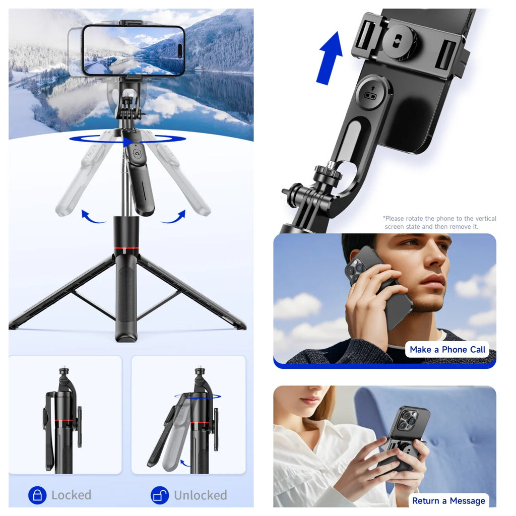BSLIUFANG 2026 New 1.7M Wireless Selfie Tripod Foldable Stand For Action Cameras Smartphones Balance Steady Shooting Live