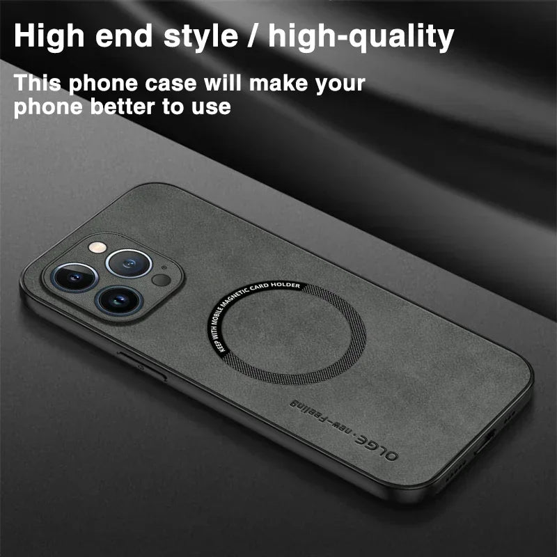 Magnetic Leather Case For iPhone 17 15 16 Pro Max 14 13 12 11 Pro Max XS XR X 8 7 Plus SE 2022 Wireless Charging Phone Cover