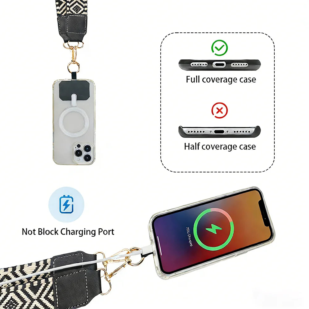 Bohemian Style Crossbody Mobile Phone Lanyards with Coin Purse Adjustable Disassembly Neck Strap for All Phone Case Accessories