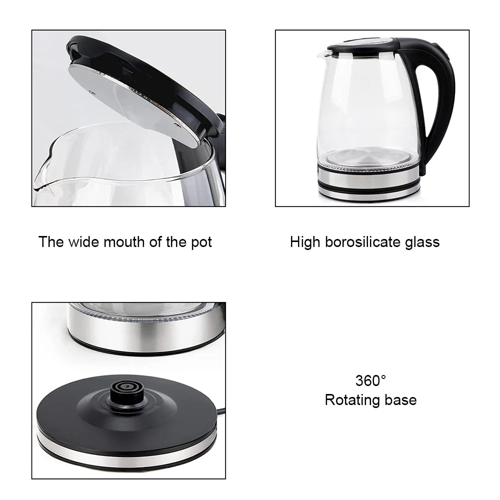 220V 2000W Electric Glass1.8L Kettle UK Plug