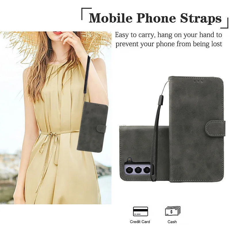 Wallet Card Framework Magnetic Flip Leather Phone Case For Samsung Galaxy A17 A07 A16 A06 A26 A36 A56 S25 S25Plus S25Ultra Edge