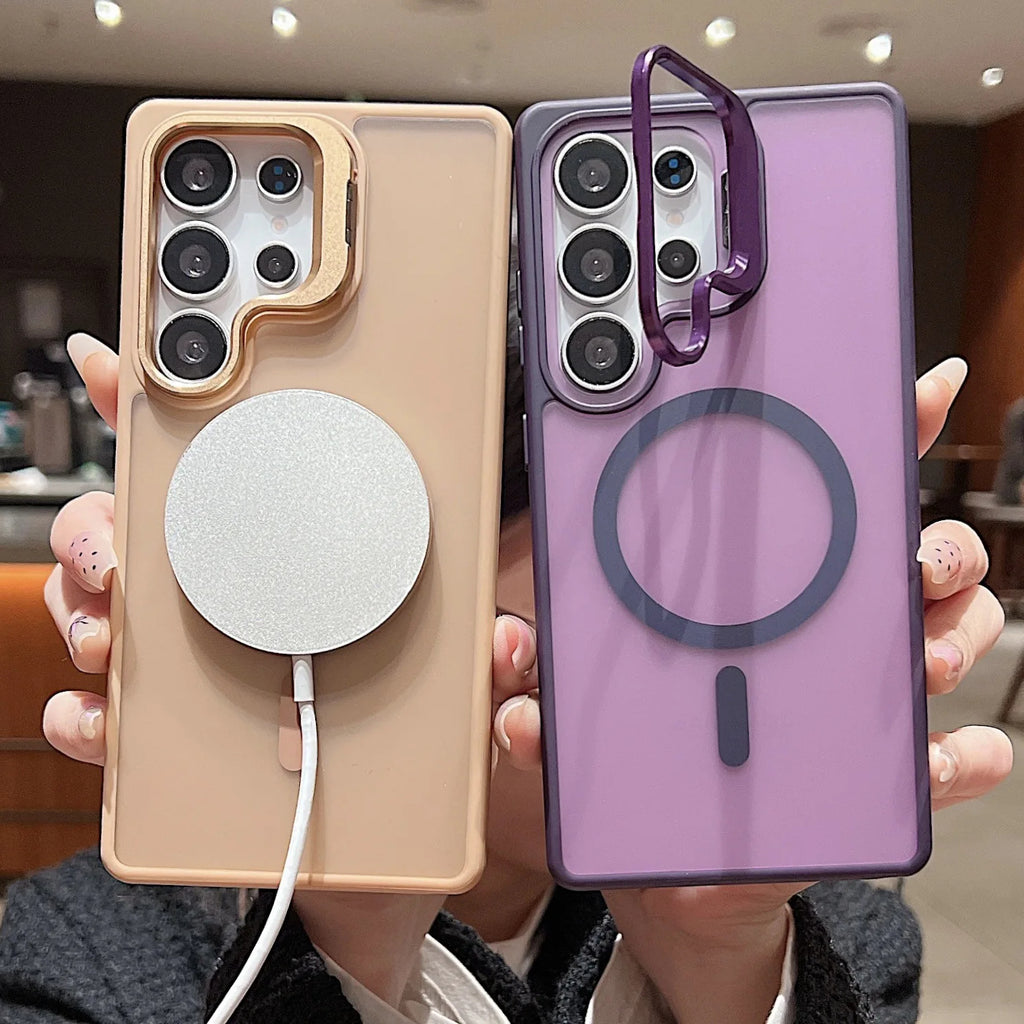 2026 Business Magnetic Case for Samsung Galaxy S24 Matte Soft Touch Anti-Yellow Phone Case with Metal Camera Frame S25ULTRA