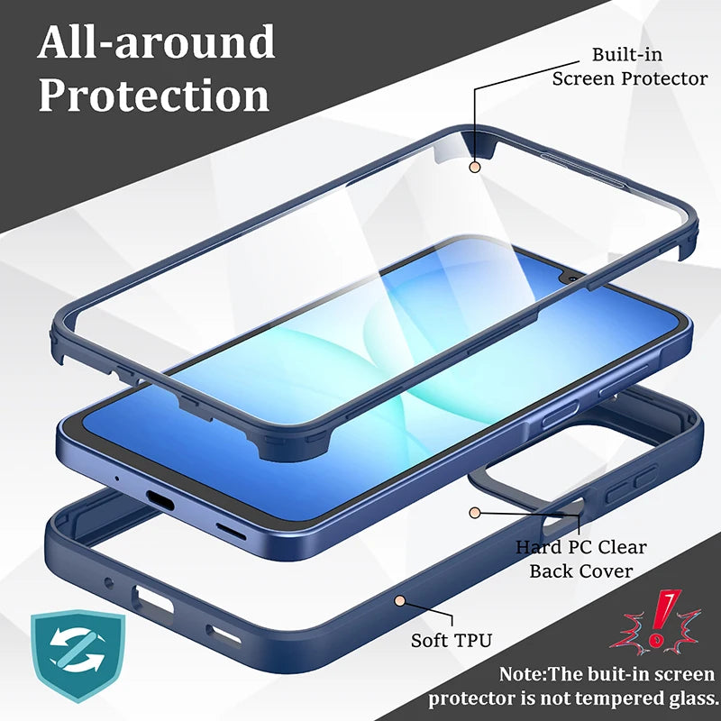 360 Full Body Built-in Screen Protector Phone Case For Samsung Galaxy A17 A16 A15 A14 A13 A12 A56 A55 A54 A53 A36 A35 5G Cover