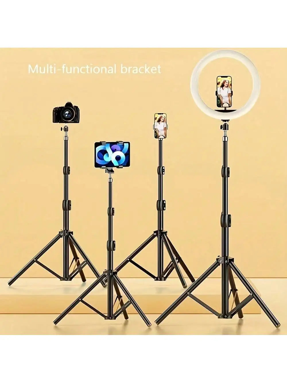 1pc 63-inch With Foldable Tripod & Phone Holder clip 160.02 Cm Multifunctional Tripod, Tripod For Phone And Camera