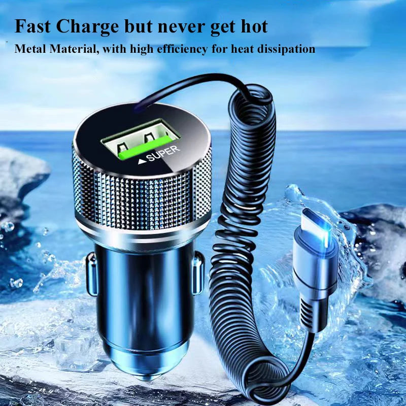 Powered by AliSave Plus          EDEBA Metal USB Car Charger with Type C Cable 12V Super Fast Charging Vehicle Adapter 2 in 1 for iPhone Samsung Huawei VIVO OPPO