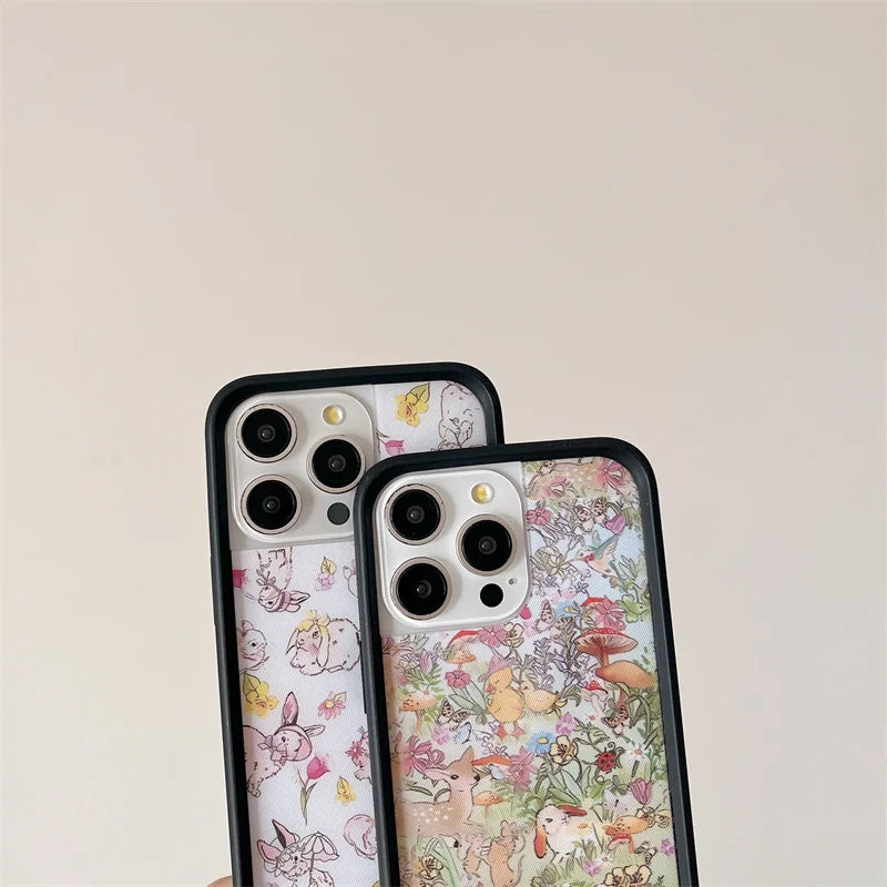 Wildflower 3D Girls Grassland rabbit Phone Case for iPhone 16 15 14 13 12 17 Pro Max Plus Air 17pro WF Pointe ballet shoes Cover