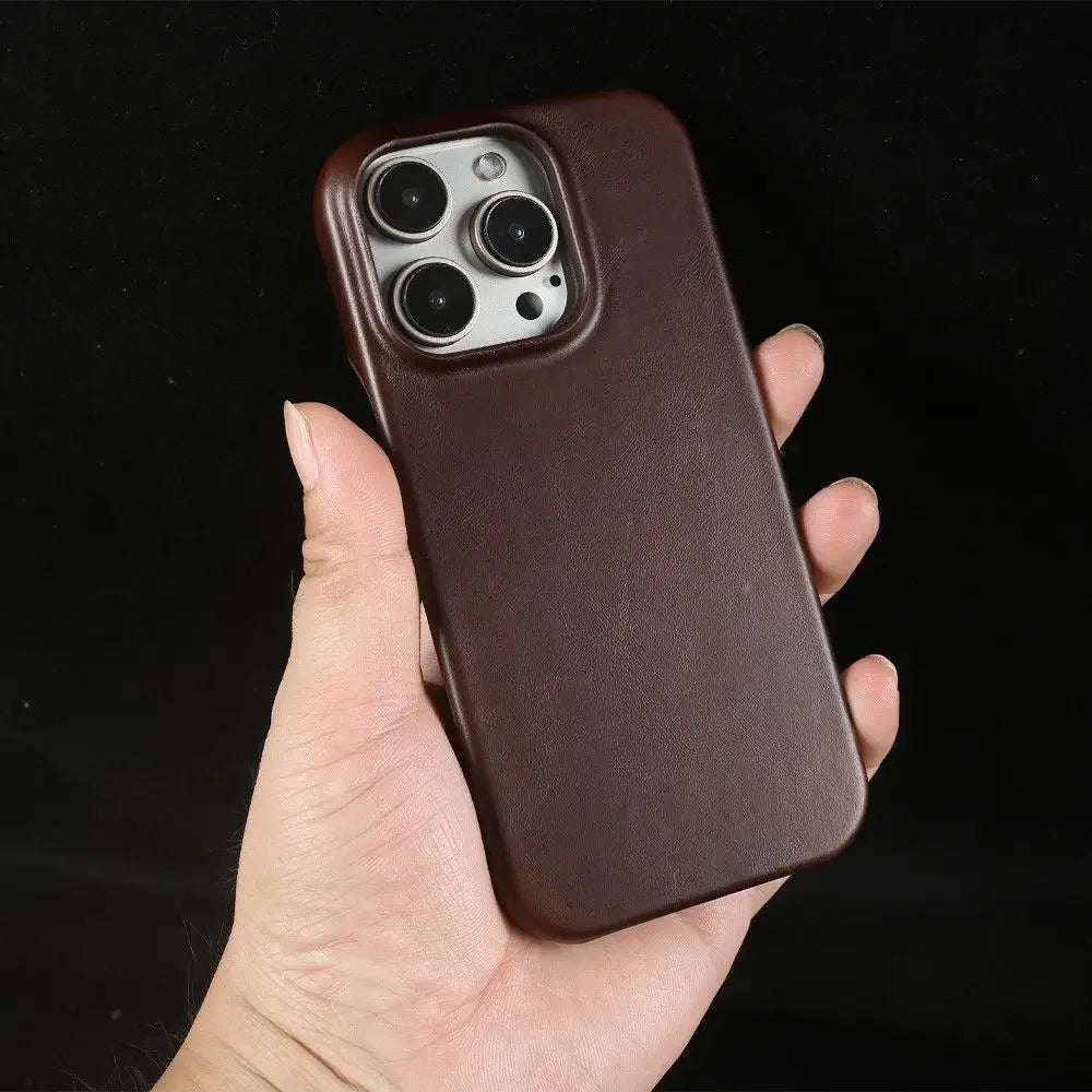Business Genuine Leather Phone Case For Iphone 16 Pro Max 15Pro Aesthetic Vintage Back Cover For Iphone 13Pro 12Pro 11 14Pro 12