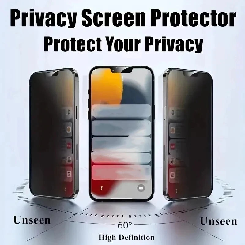 5Pcs Full Cover Anti Spy Screen Protector for iPhone 17 16 12 13 14 15 PRO MAX 14 Plus Tempered Glass Privacy 15 Plus 16 Pro Max