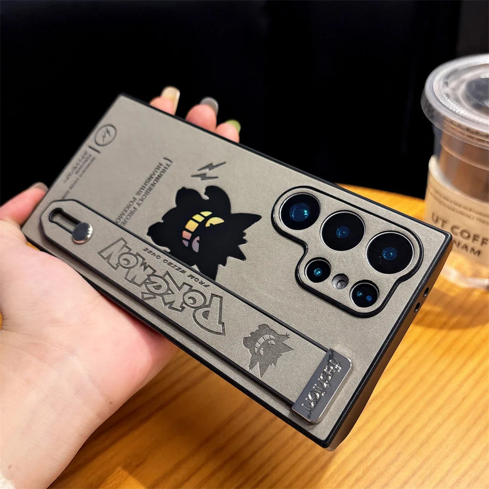 2026 Cartoon Gengar Wristband Leather Phone Case For Samsung Galaxy S25 S24 S23 S22 Ultra Plus Edge S25edge Shockproof Cover