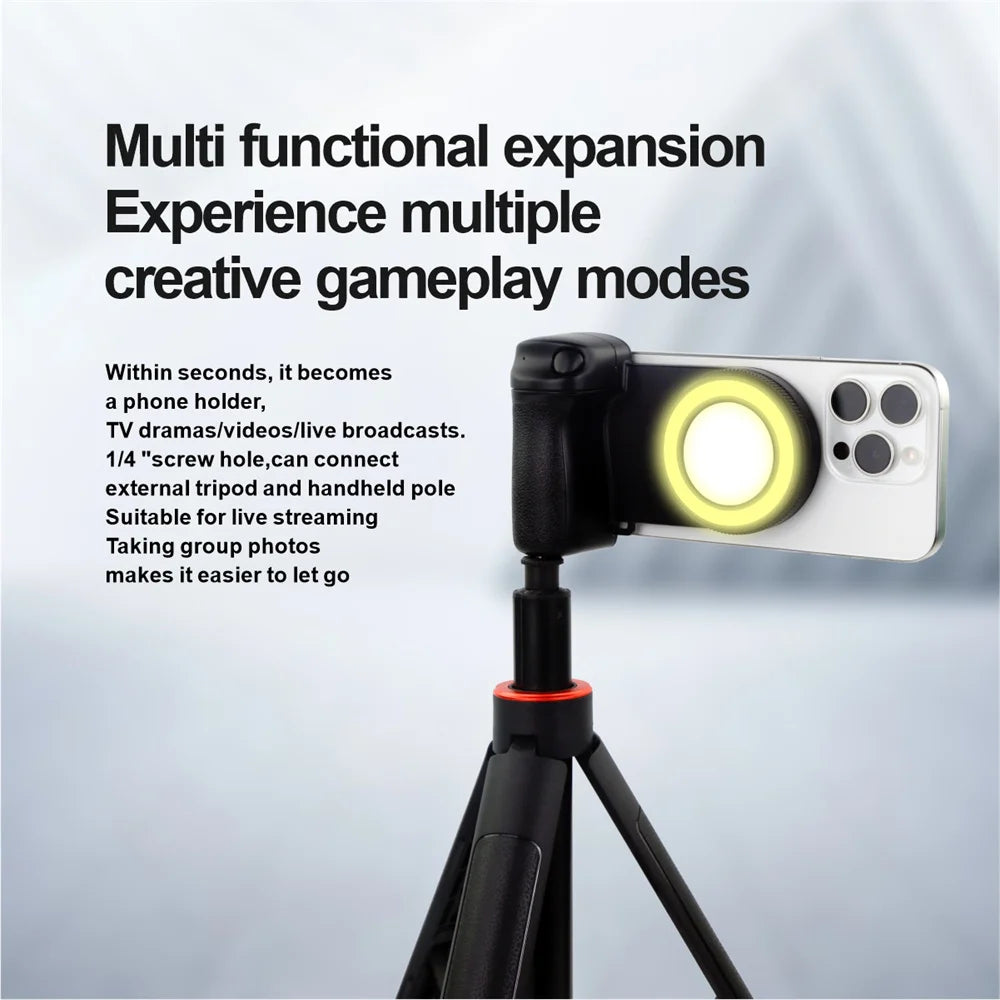 2026 Magsafe Bluetooth Shutter Phone Holder Camera Handle Grip Selfie Stablizer W FillLight Shooting for Iphone 16 15 14 Android