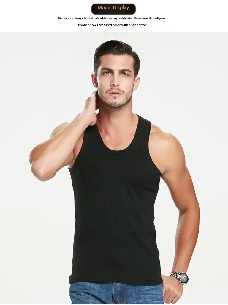 2025 New Men's Summer Lightweight Cotton Tight Vest Sports Casual Family Pajamas Outdoor Tight Top Breathable Quick Drying Vest