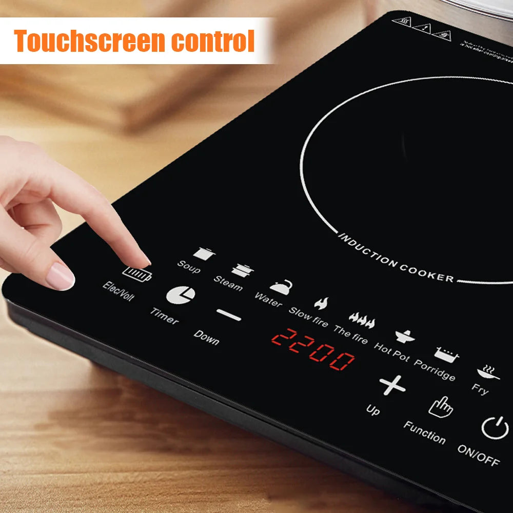 2200W Electric Induction Cooker UK Plug Induction Cooktop Timeable Energy-saving Induction Cooker Touch Panel Desktop Burner