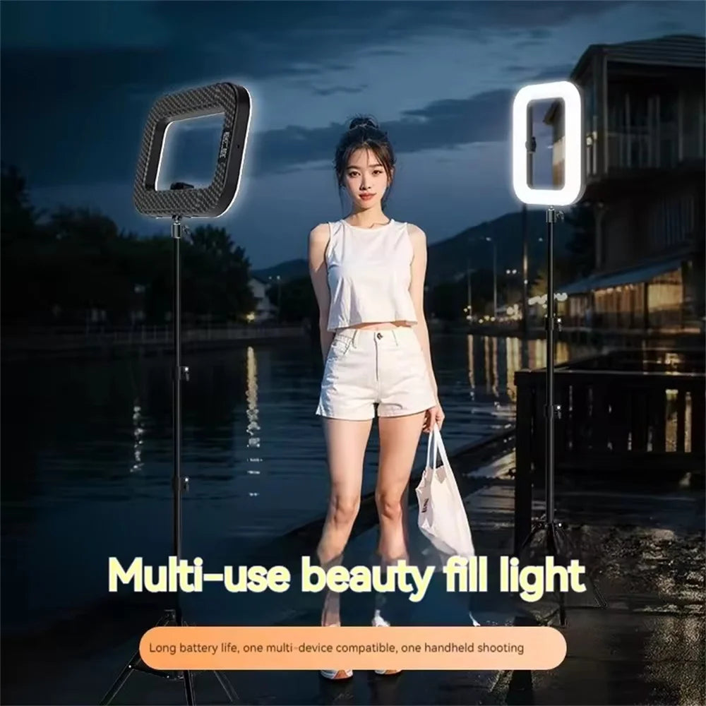 2026 New Handheld Ring LED Rechargeable Fill light Portable Mobile Phone Live Broadcast selfie Photography with phone clip