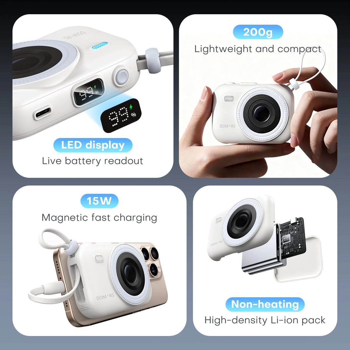 Domars 2pcs Power Bank Set 10000mAh High-capacity Fast Charging powerbank With Data Cable CCC Certified For Phones Watches