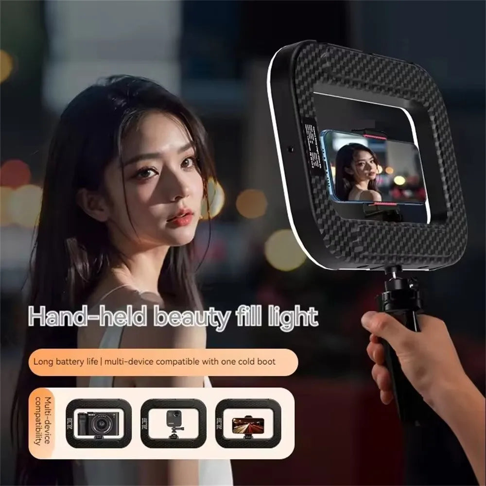 2026 New Handheld Ring LED Rechargeable Fill light Portable Mobile Phone Live Broadcast selfie Photography with phone clip