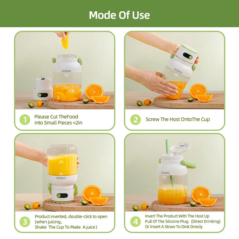 Portable Juicer, 33oz. Vessel, USB-C Rechargeable, Easy To Clean, Suitable For Juicing Fruits And Vegetable,