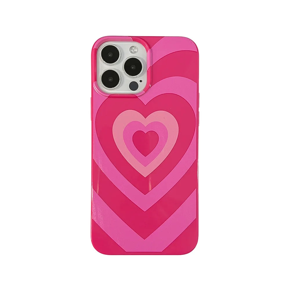 Cute Gradient Pink Sweet Love Heart Phone Case for iPhone 16 15 14 13 12 11 Pro Max Plus Soft Cover