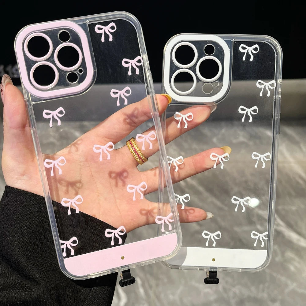 Luminous Call Light Up Flash Bowknot Phone Case For iPhone 17 16 15 13 12 11 14 Pro Max Plus FIve Color Light Change Cases Cover