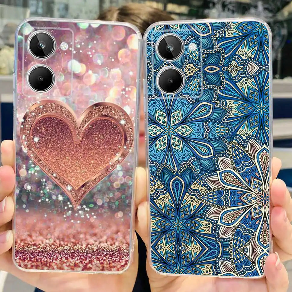 For Realme 10 4G RMX3630 Soft Silicone TPU Shockproof Phone Case For Realme 10 Cute Cartoon Pattern Bumper Protective Back Cover