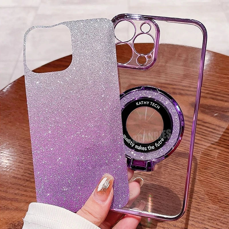 Glitter Holder Chain Case For Samsung Galaxy S10 Plus S10plus S9 S9plus S8 S20 Note 8 9 10 20 Lanyard Silicone Stand Cover Note9
