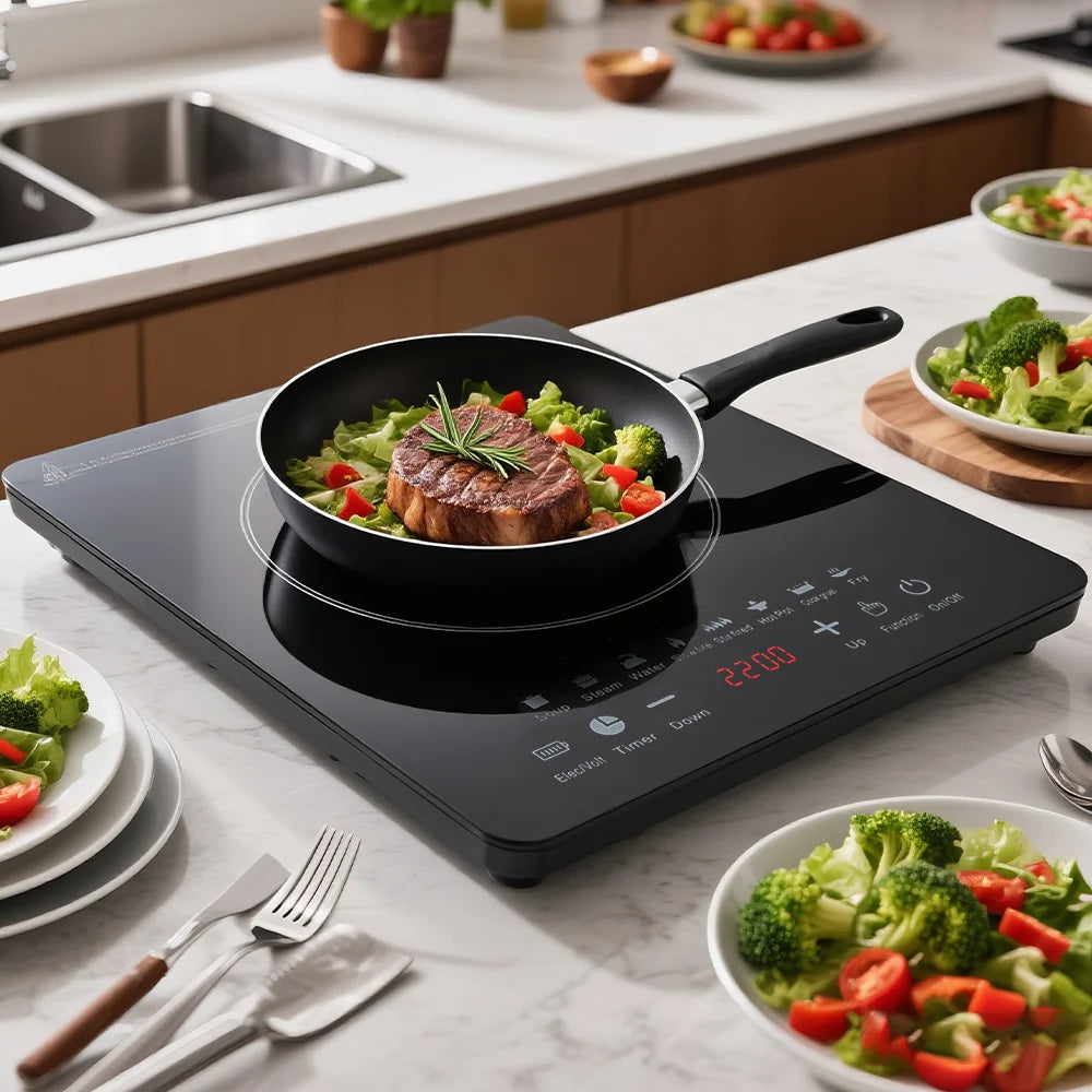 2200W Electric Induction Cooker UK Plug Induction Cooktop Timeable Energy-saving Induction Cooker Touch Panel Desktop Burner